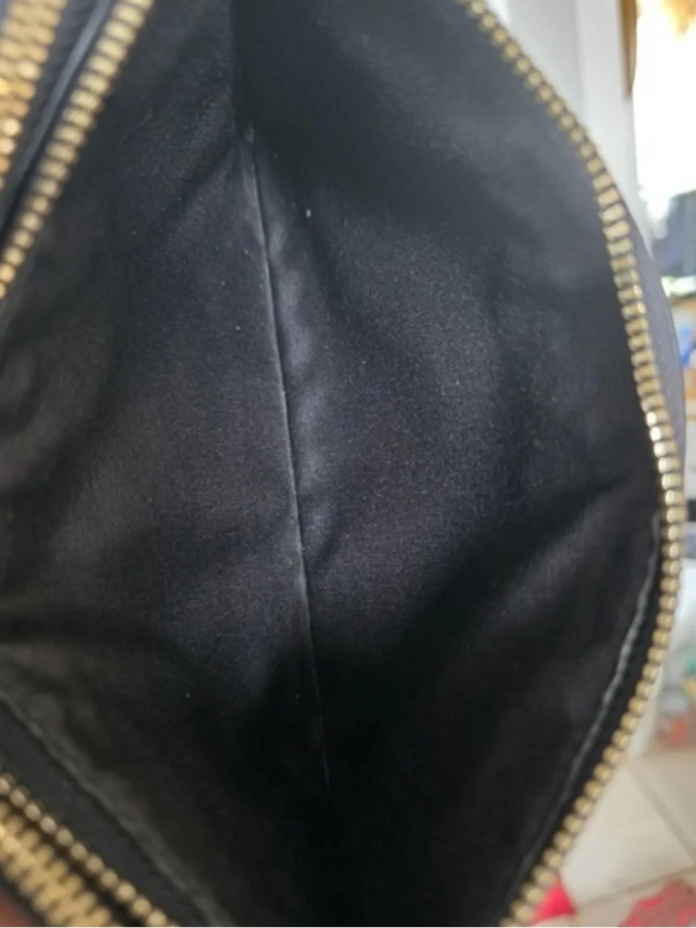 Coach Womens Black Crossgrain Leather Double Zip Wristlet Clutch Gold Hardware
